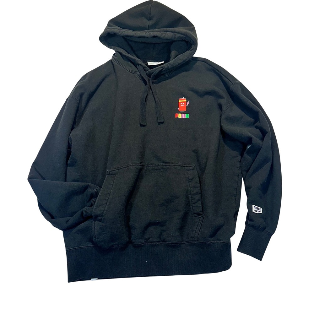 Puma‎ Graphic Hoodie Mens Large Black Soda Can Character Streetwear 530738-01